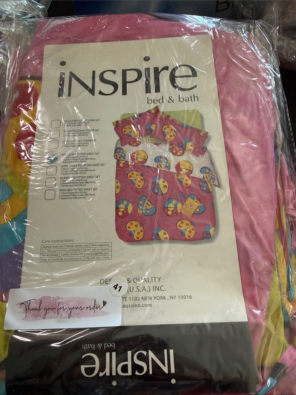 Inspire Bright Pink Kids Bedding with Multicolor Cartoon Print